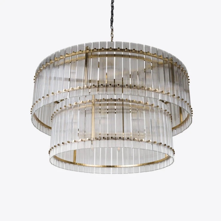 Pure White Lines Grande Double San Francisco Chandelier