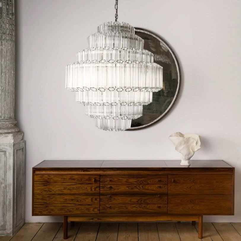 Pure White Lines Clear Grande Palermo Chandelier