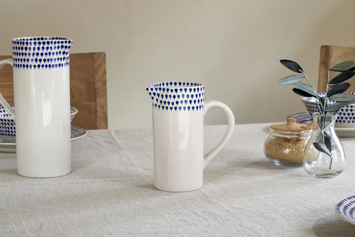 Nkuku - Indigo Drop Jug - Cream & Indigo - Small