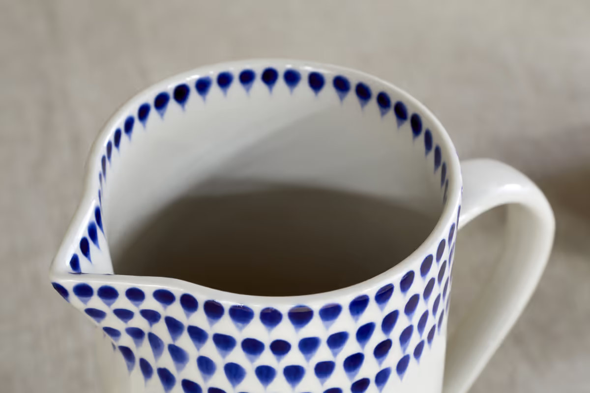Nkuku - Indigo Drop Jug - Cream & Indigo - Small