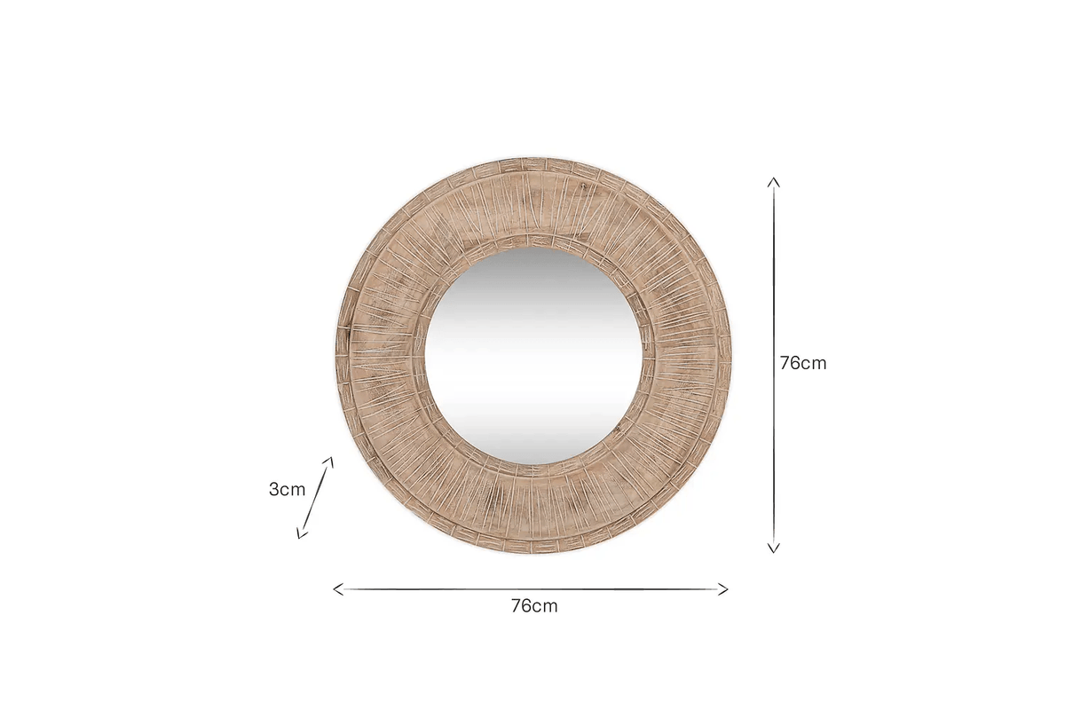 Nkuku - Itwa Mango Wood Carved Mirror - Natural