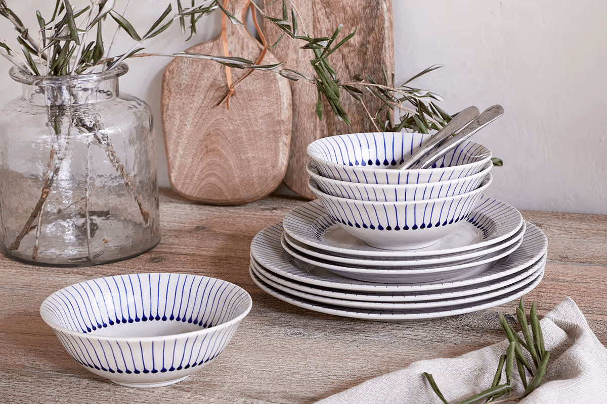 Nkuku - Iba Dinnerware Set - Indigo - (Set of 12)