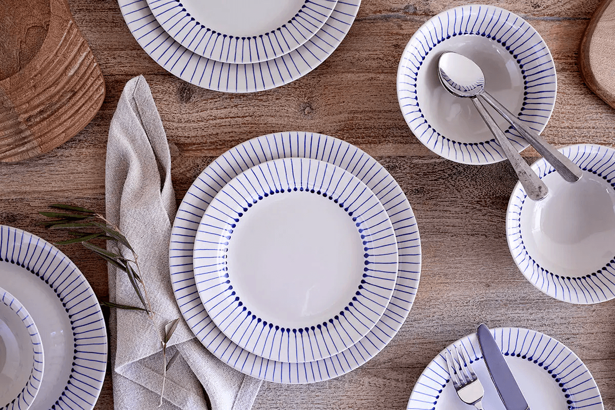 Nkuku - Iba Dinnerware Set - Indigo - (Set of 12)