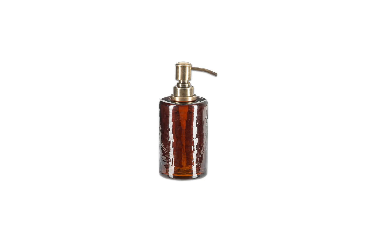 Nkuku - Ilcoso Recycled Hammered Glass Soap Dispenser - Amber