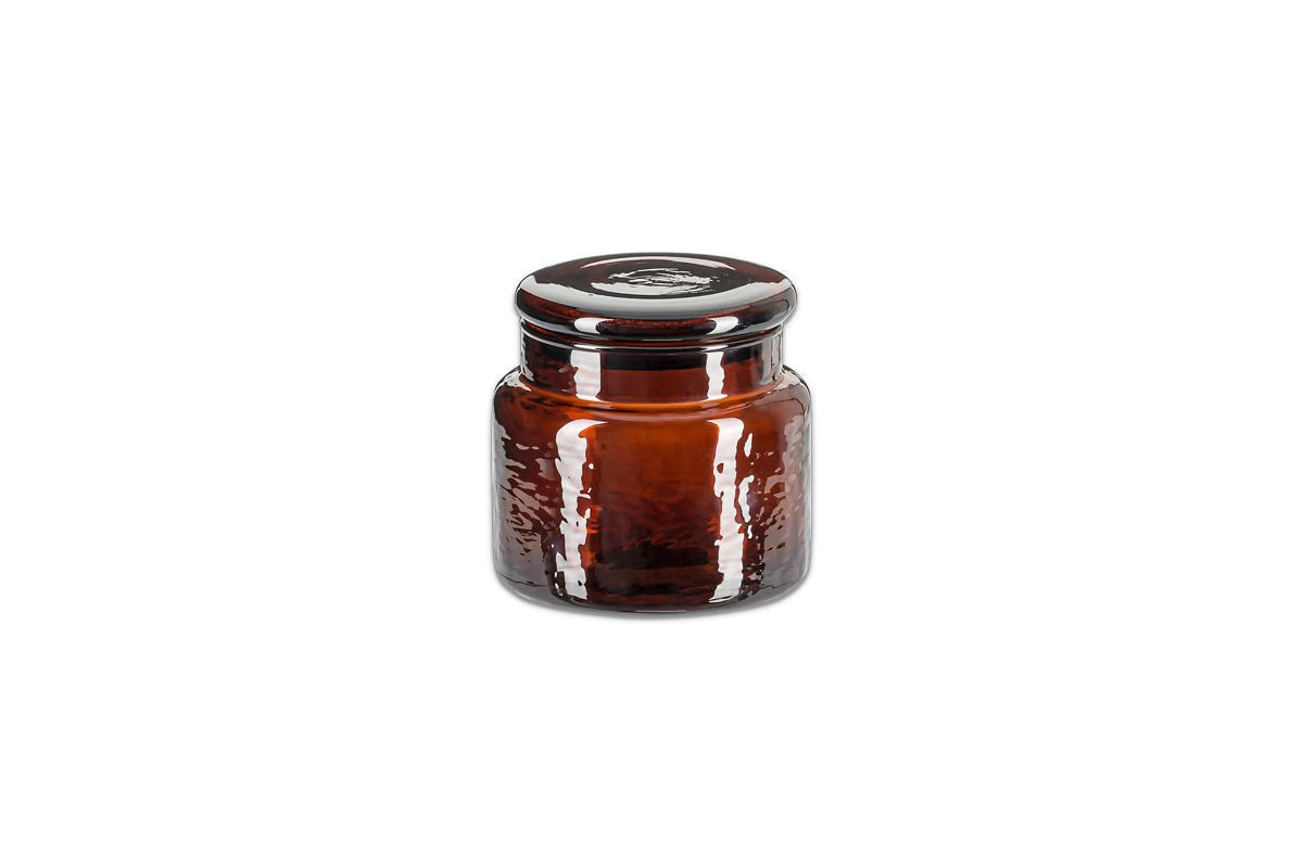 Nkuku - Ilcoso Recycled Hammered Glass Storage Pot - Amber