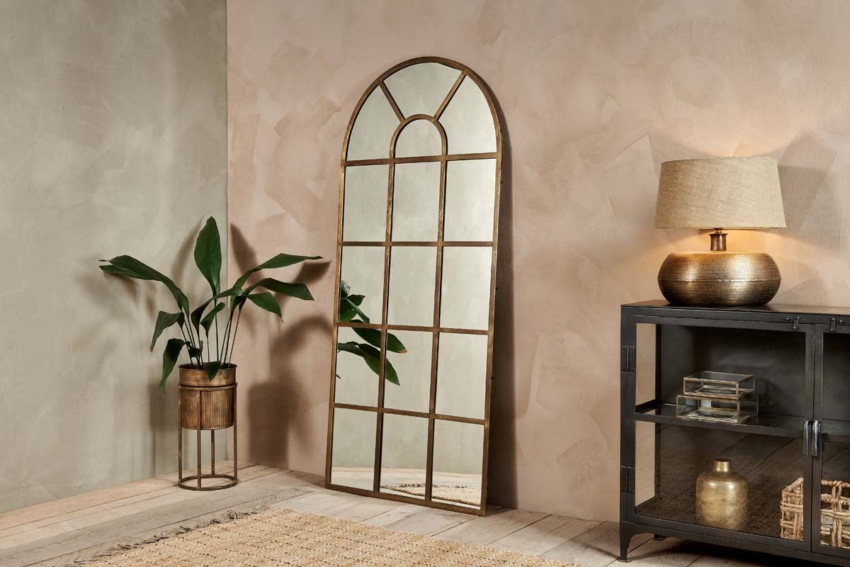 Nkuku - Imoma Iron Full Length Arch Mirror - Brass