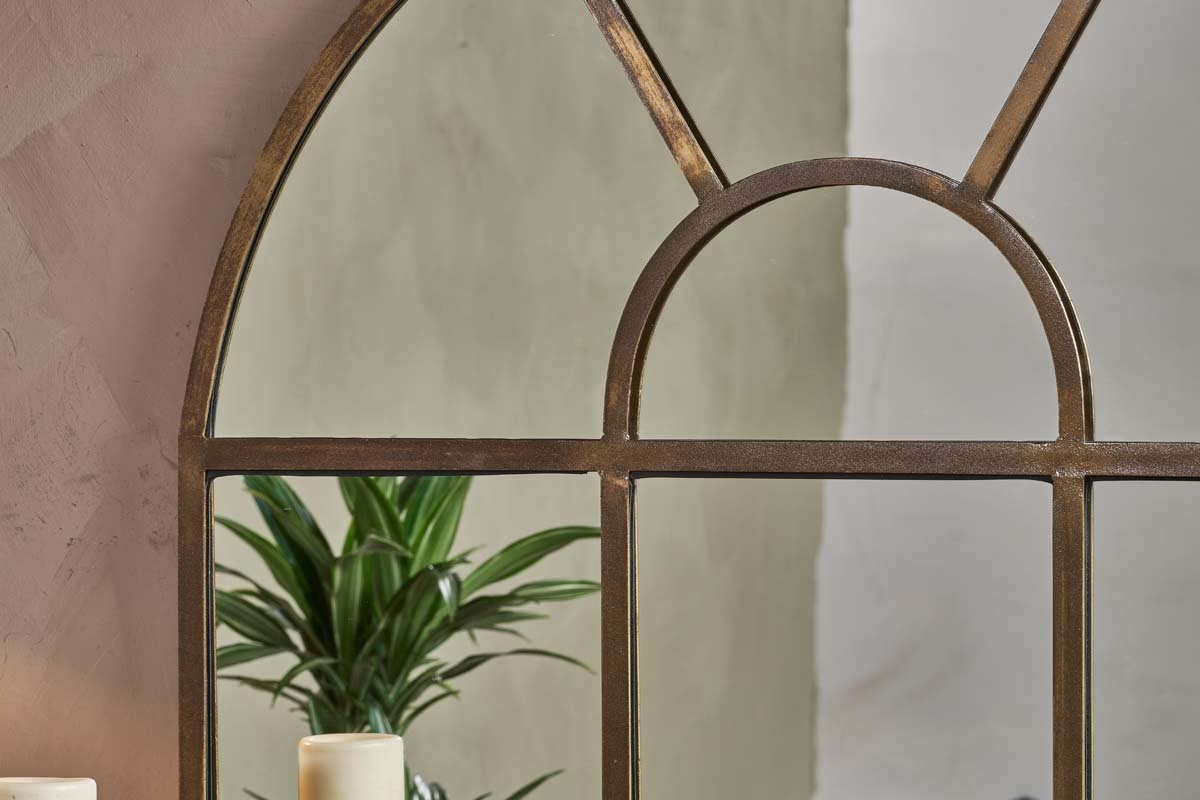 Nkuku - Imoma Iron Overmantel Arch Mirror - Brass