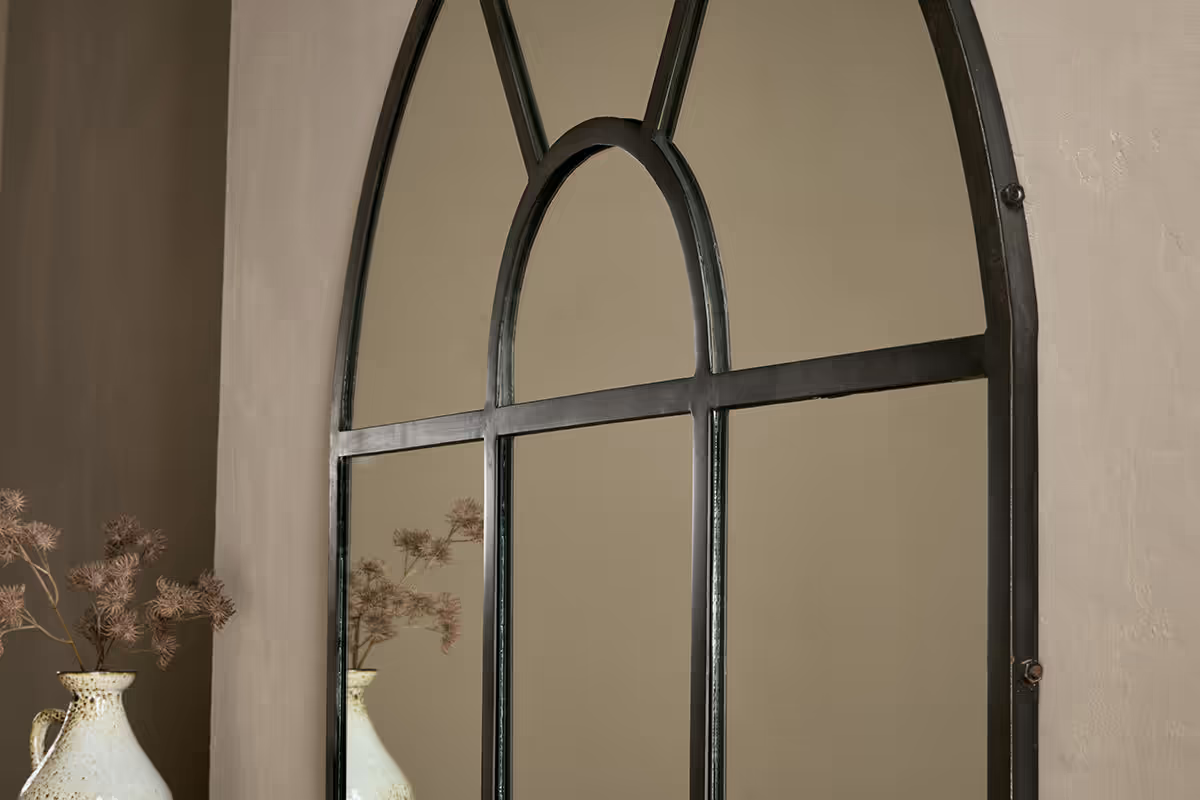 Nkuku - Imoma Iron Overmantle Arch Mirror - Black