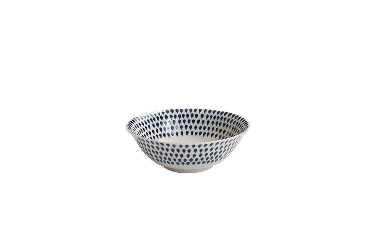 Nkuku - Indigo Drop Cereal Bowl - Cream & Indigo