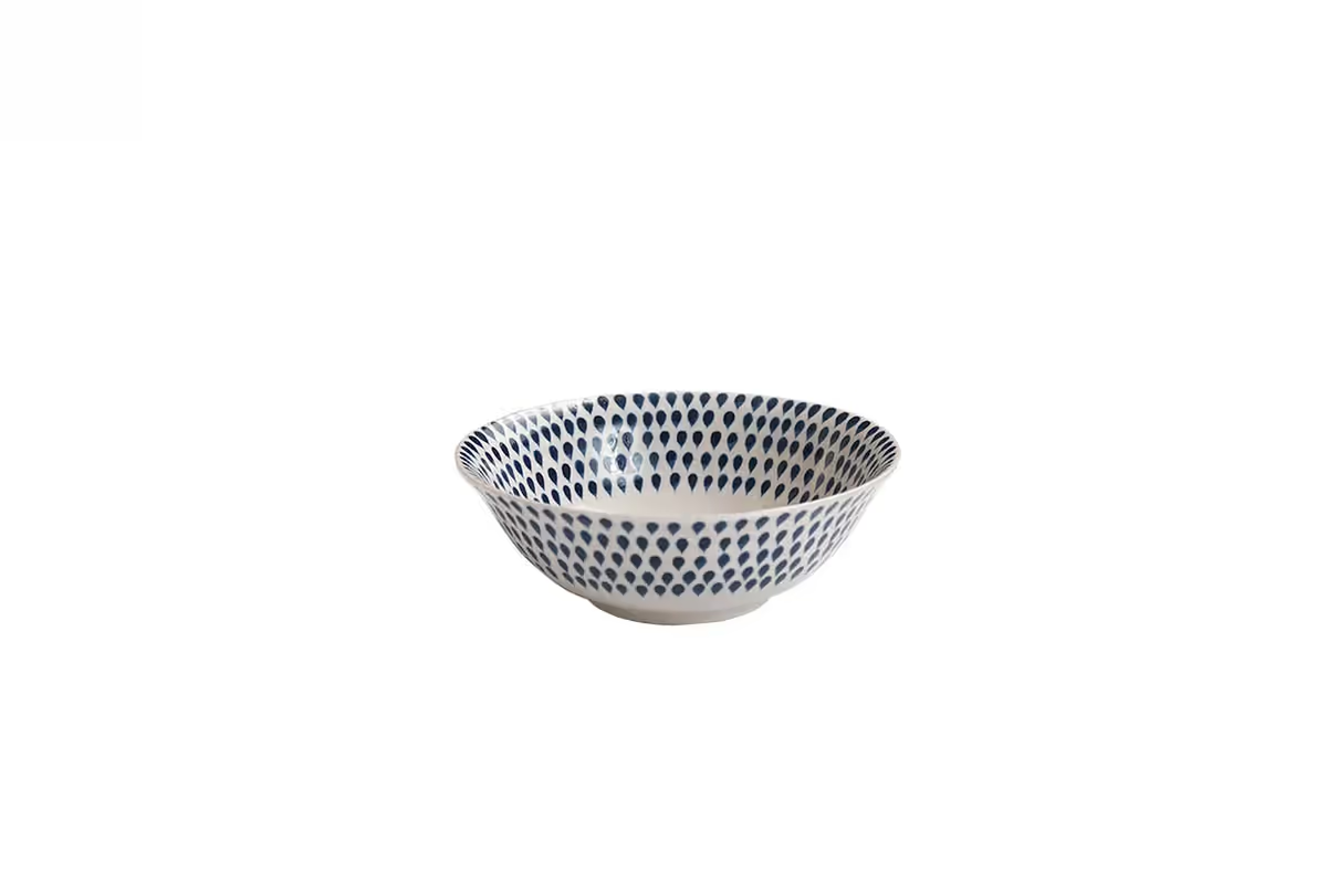 Nkuku - Indigo Drop Dinnerware Set - Cream & Indigo (Set of 12)