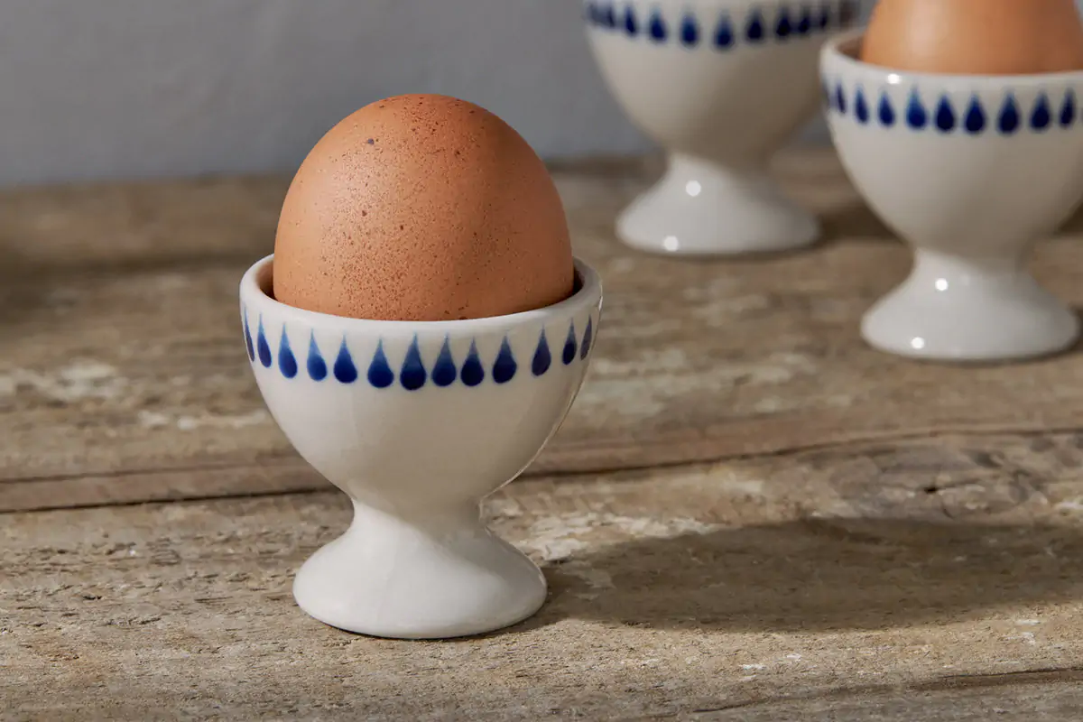 Nkuku - Indigo Drop Egg Cups - Cream & Indigo (Set of 2)
