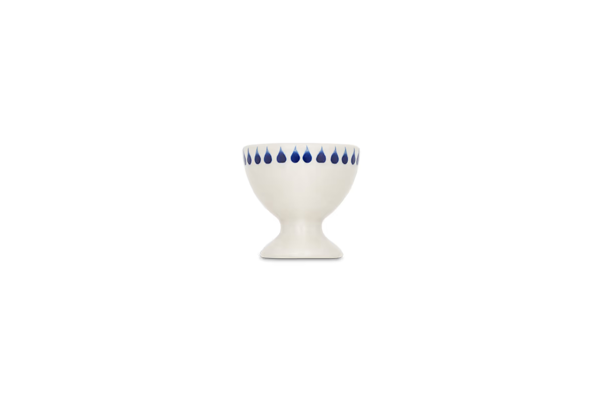 Nkuku - Indigo Drop Egg Cups - Cream & Indigo (Set of 2)