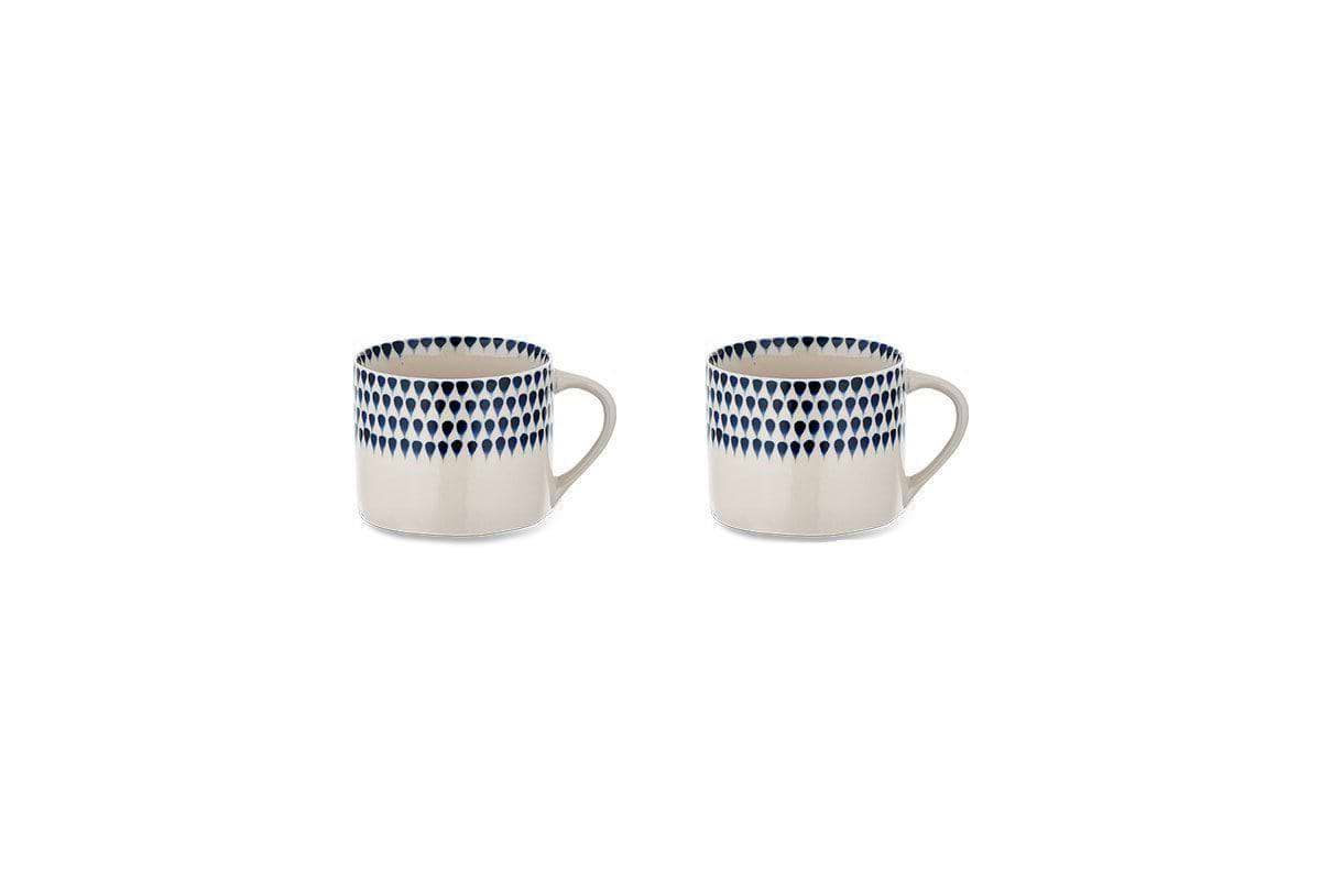 Nkuku - Indigo Drop Mug - Cream & Indigo - Small (Set of 2)