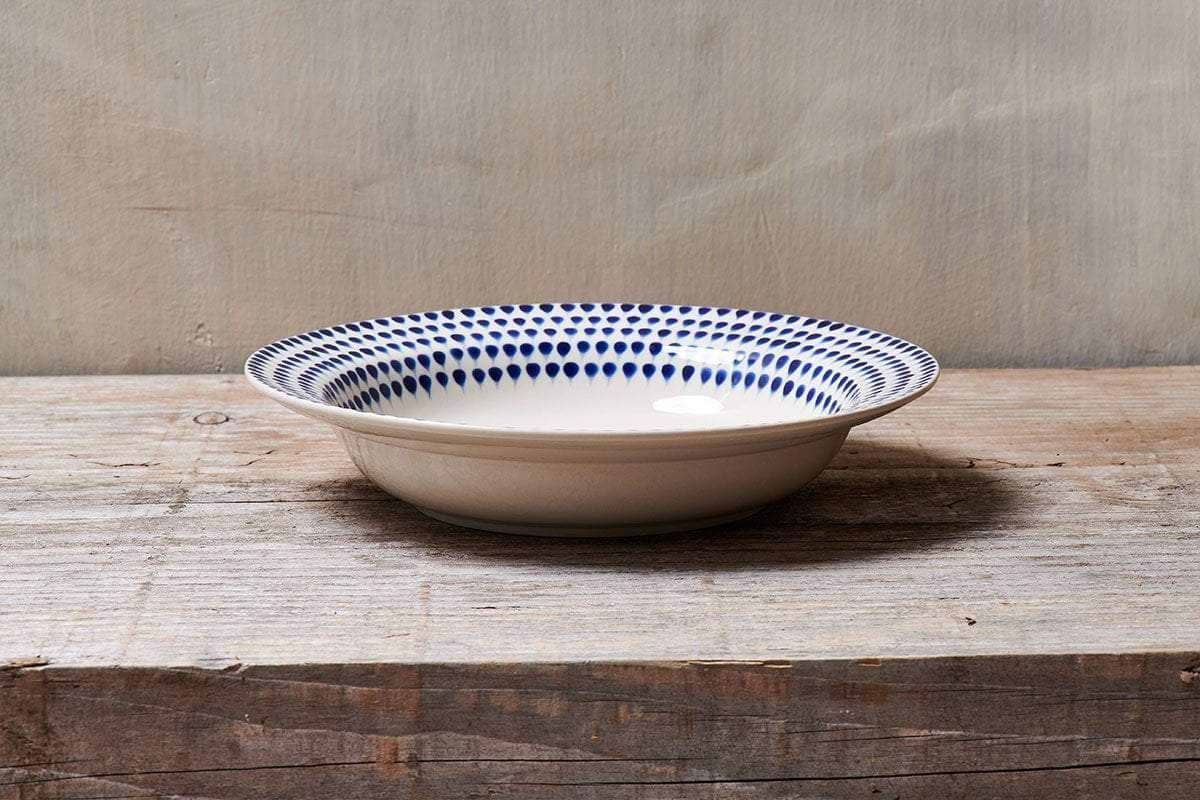 Nkuku - Indigo Drop Pasta Bowl - Cream & Indigo