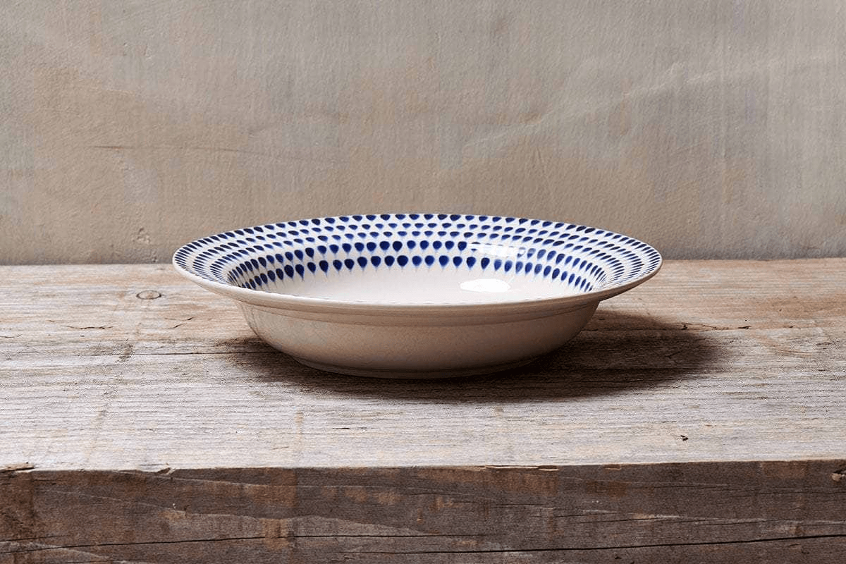 Nkuku - Indigo Drop Pasta Bowl - Cream & Indigo