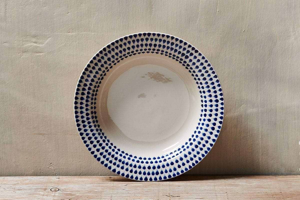 Nkuku - Indigo Drop Pasta Bowl - Cream & Indigo