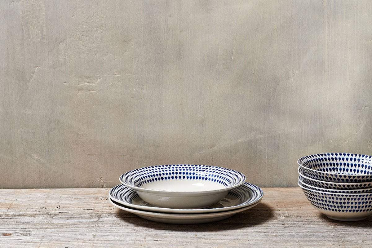 Nkuku - Indigo Drop Pasta Bowl - Cream & Indigo