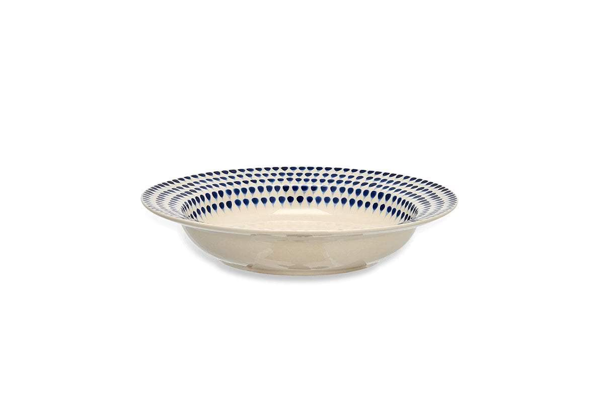 Nkuku - Indigo Drop Pasta Bowl - Cream & Indigo