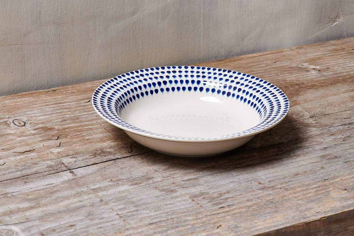 Nkuku - Indigo Drop Pasta Bowl - Cream & Indigo