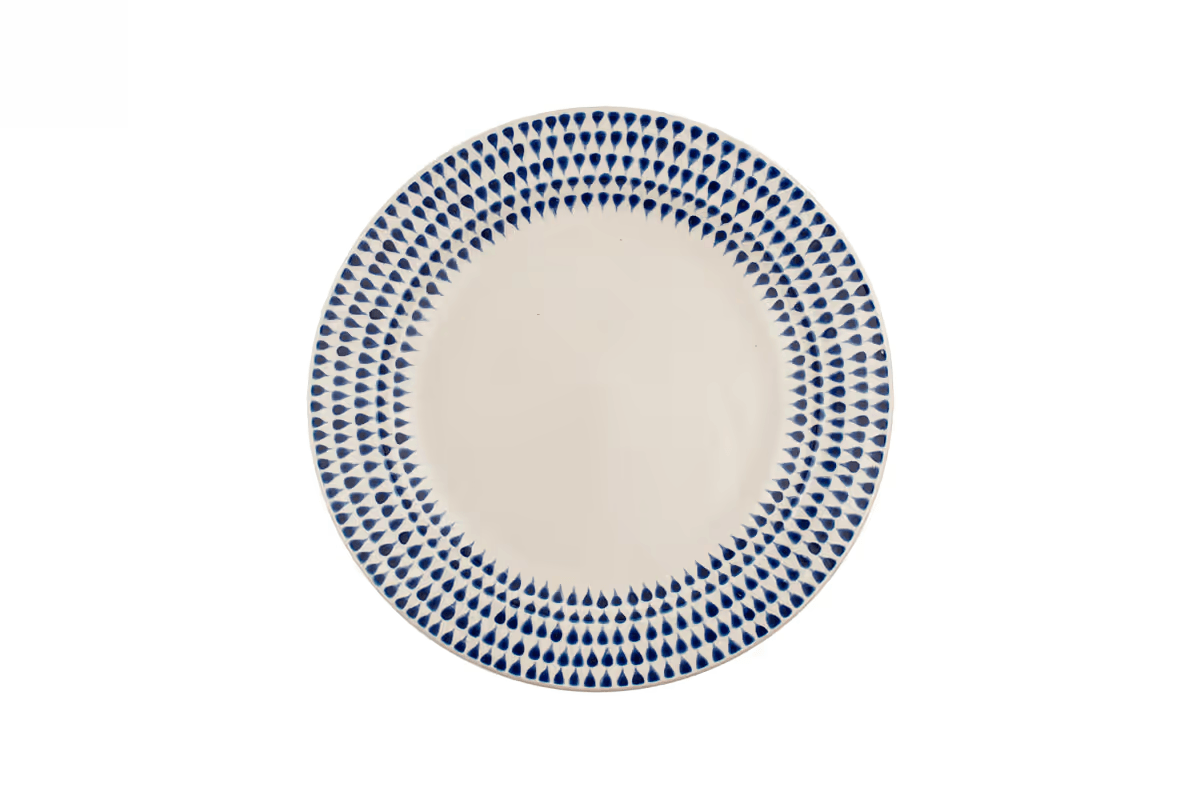 Nkuku - Indigo Drop Side Plate - Cream & Indigo