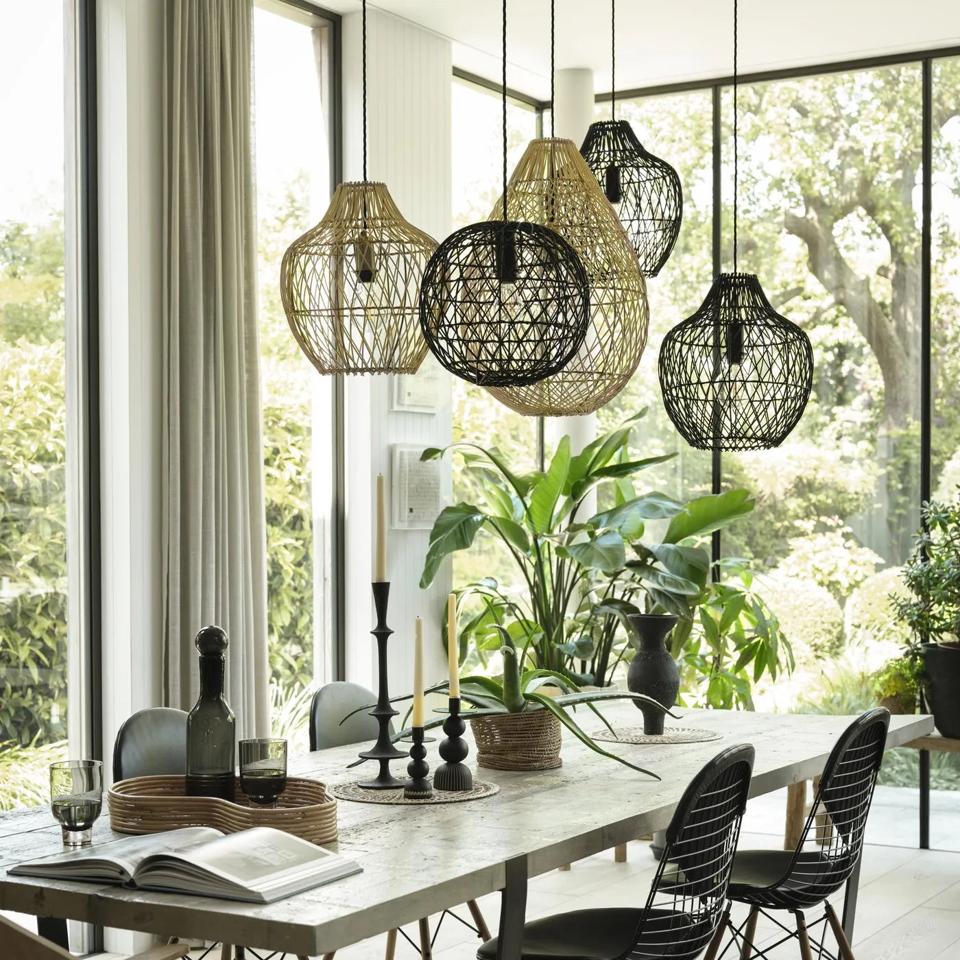 Industville Coastal Rattan Ceiling Pendant Drop - 16Inch - Natural