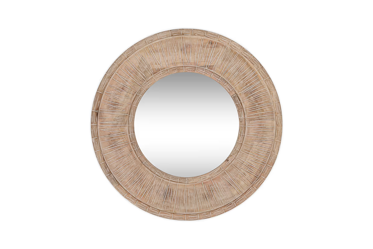 Nkuku - Itwa Mango Wood Carved Mirror - Natural