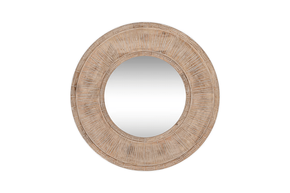 Nkuku - Itwa Mango Wood Carved Mirror - Natural