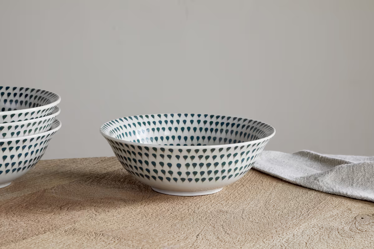 Nkuku - Juniper Drop Cereal Bowl - Cream & Juniper