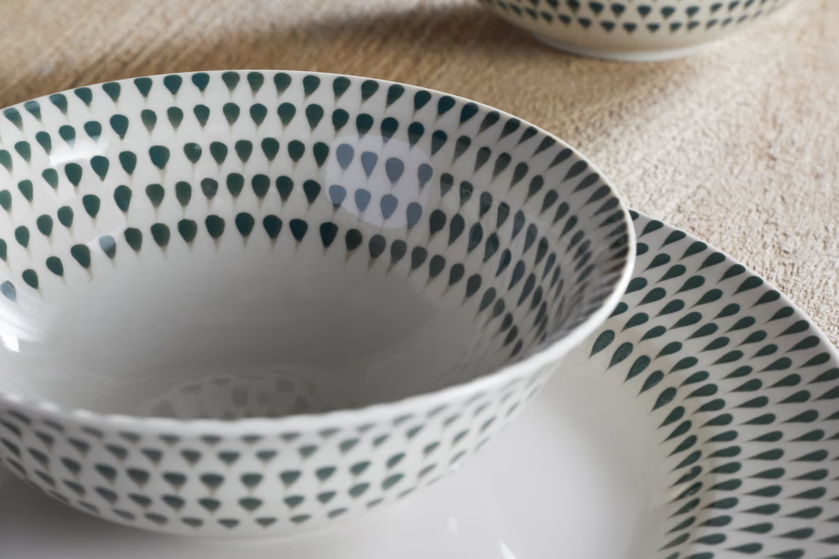 Nkuku - Juniper Drop Cereal Bowl - Cream & Juniper