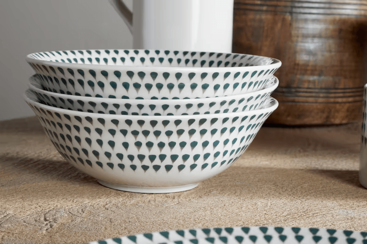 Nkuku - Juniper Drop Cereal Bowl - Cream & Juniper