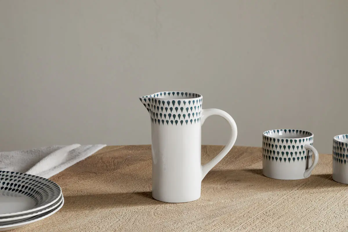 Nkuku - Juniper Drop Jug - Cream & Juniper - Small