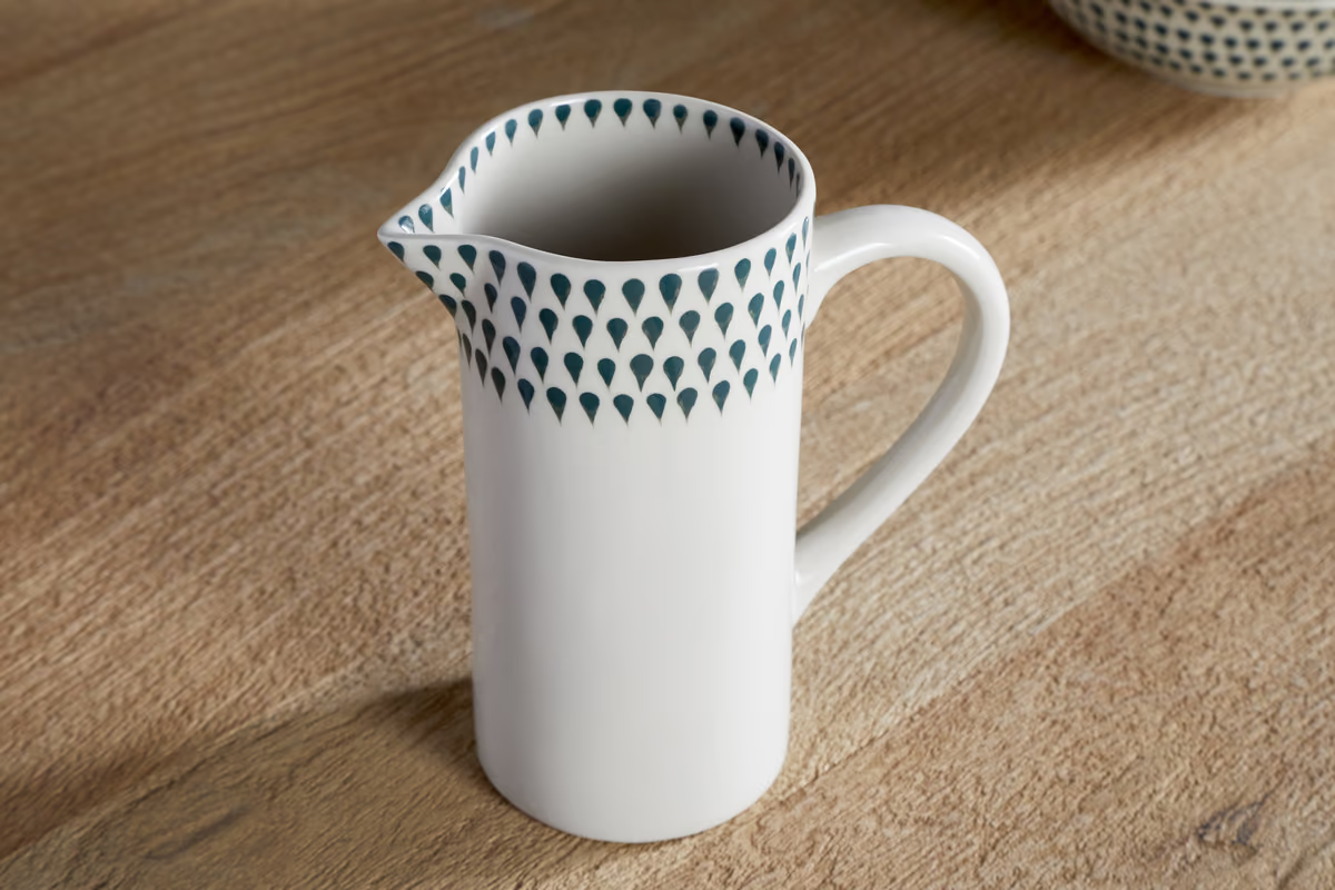 Nkuku - Juniper Drop Jug - Cream & Juniper - Small
