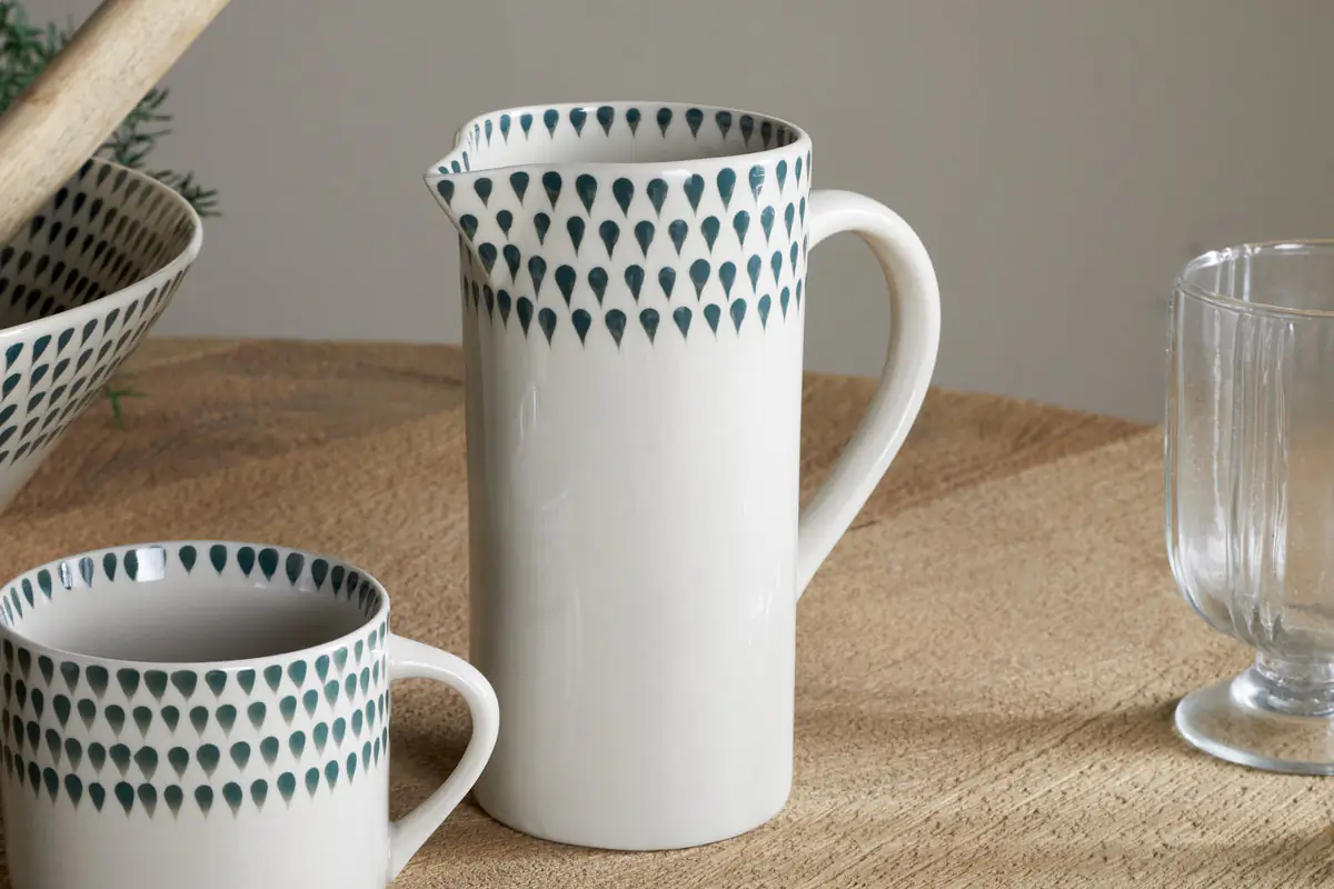 Nkuku - Juniper Drop Jug - Cream & Juniper - Small