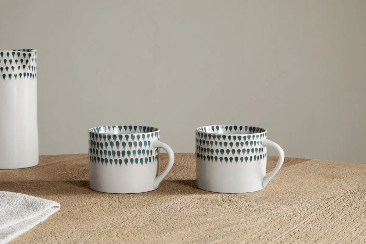 Nkuku - Juniper Drop Mug - Cream & Juniper - Small (Set of 2)