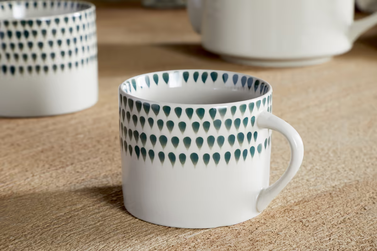 Nkuku - Juniper Drop Mug - Cream & Juniper - Small (Set of 2)