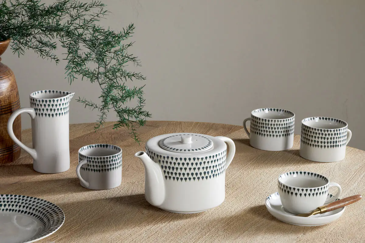 Nkuku - Juniper Drop Mug - Cream & Juniper - Small (Set of 2)