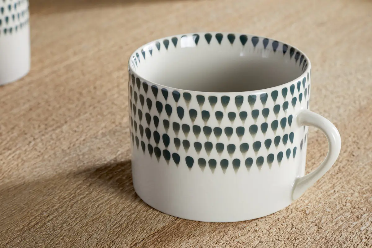 Nkuku - Juniper Drop Mug - Cream & Juniper - Large (Set of 2)