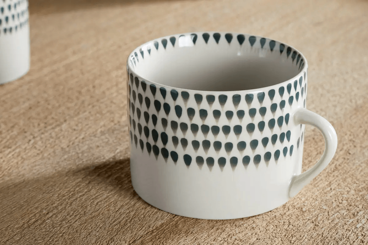 Nkuku - Juniper Drop Mug - Cream & Juniper - Large (Set of 2)