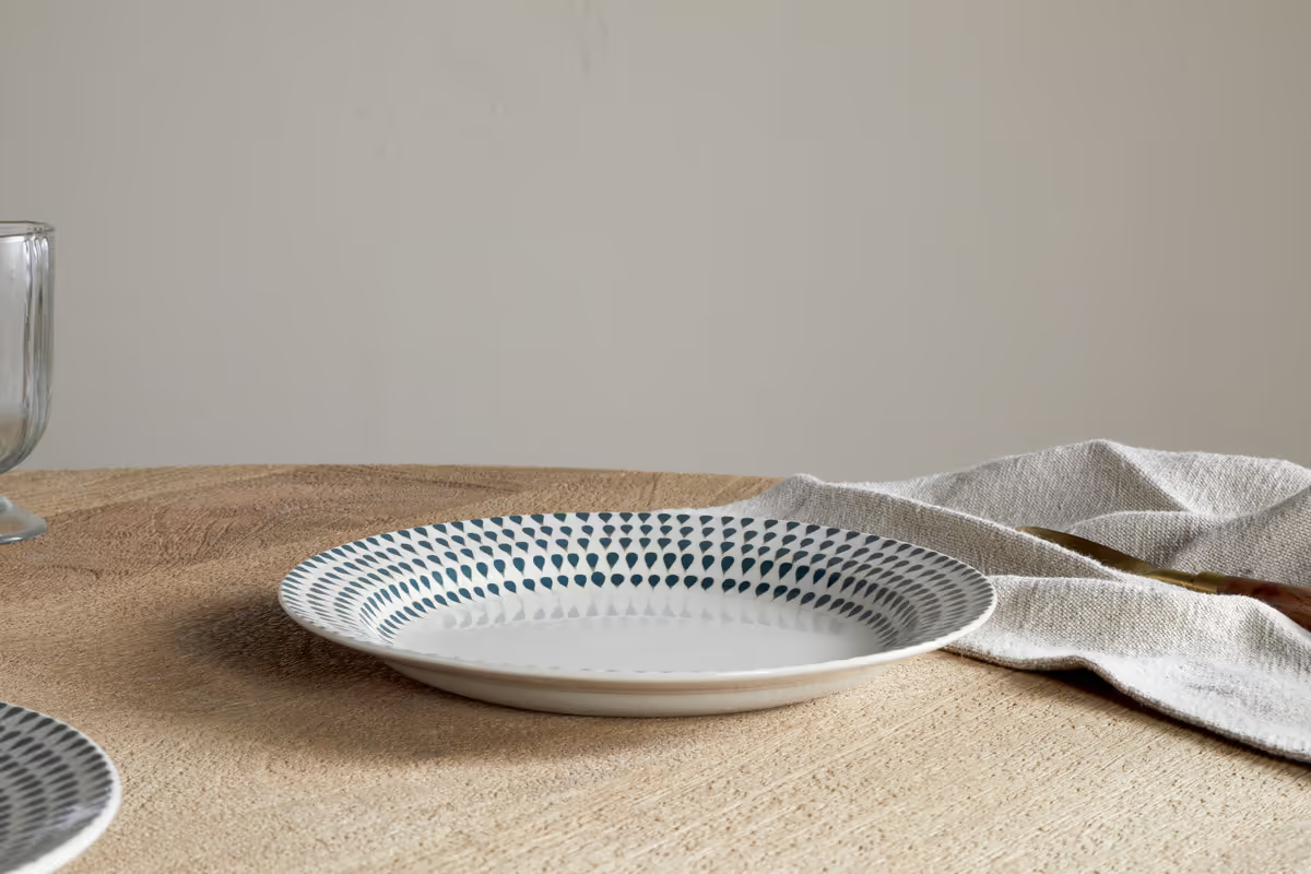 Nkuku - Juniper Drop Side Plate - Cream & Juniper