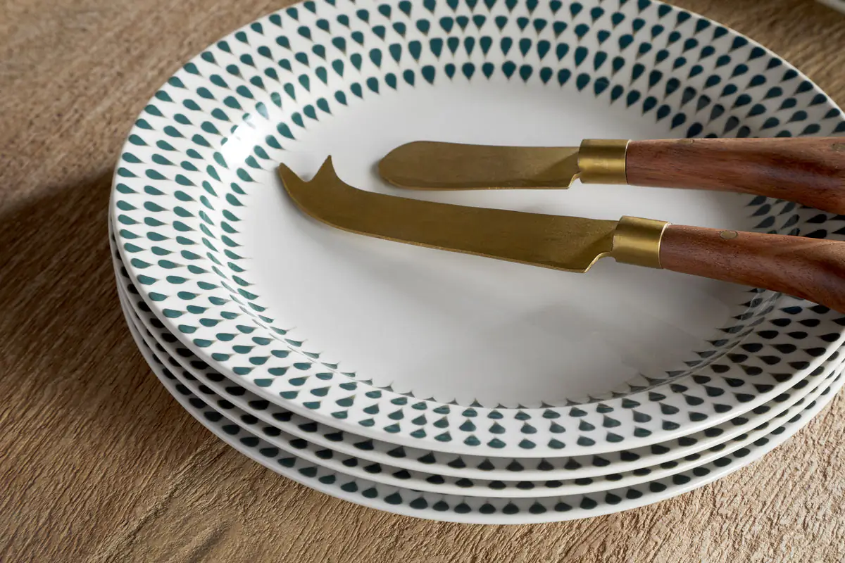 Nkuku - Juniper Drop Side Plate - Cream & Juniper