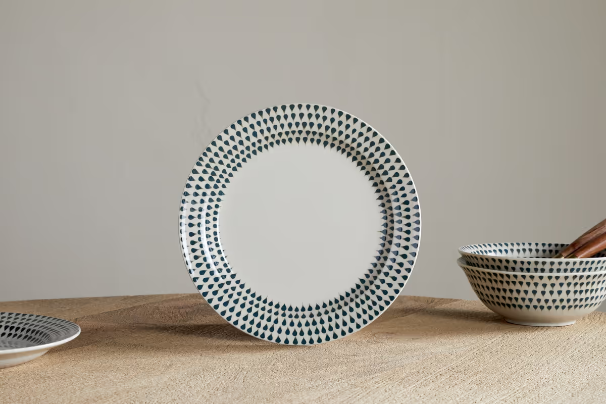 Nkuku - Juniper Drop Side Plate - Cream & Juniper