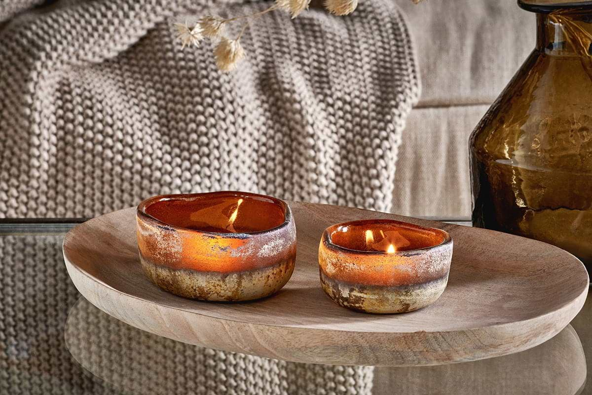 Nkuku - Janka Tealight Holders - Amber (Set of 2)