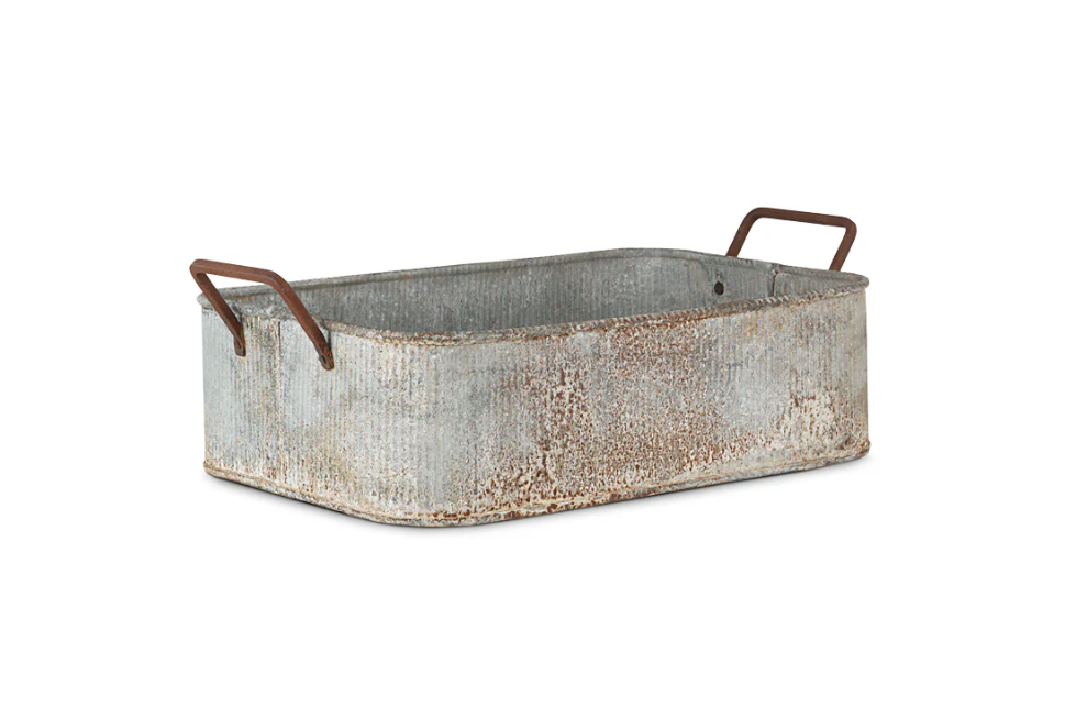 Nkuku Japos Outdoor Planter Tray - Aged Zinc