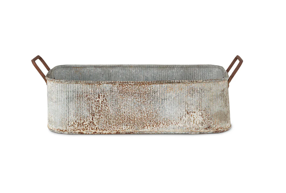 Nkuku Japos Outdoor Planter Tray - Aged Zinc