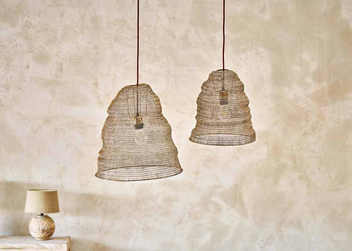 Nkuku - Jatani Wire Lampshade - Antique Brass - Large Oval