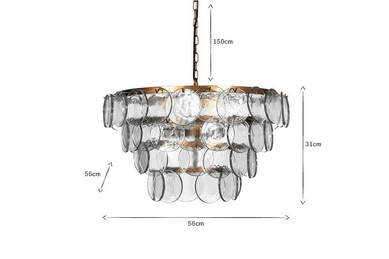Nkuku Kagitha Recycled Glass Statement Chandelier - Antique Brass & Clear