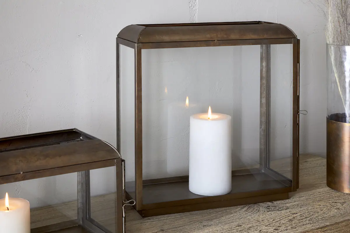 Nkuku - Kiwanda Tall Lantern - Antique Brass