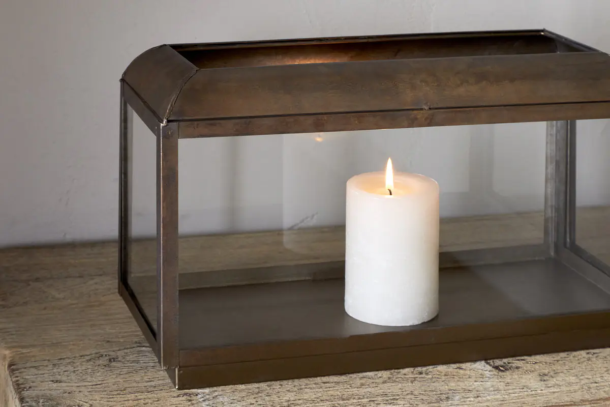 Nkuku - Kiwanda Wide Lantern - Antique Brass