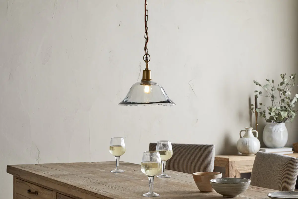 Nkuku - Keju Organic Shape Recycled Glass Pendant Light - Clear