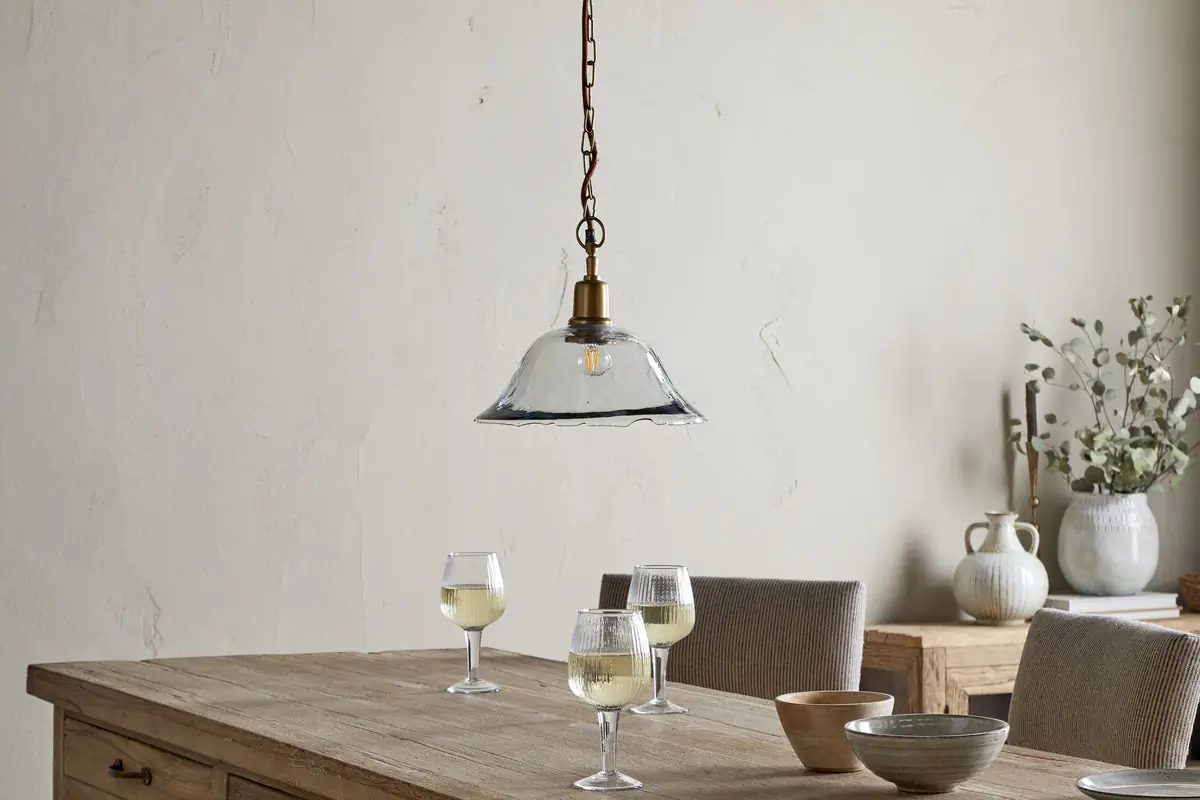Nkuku - Keju Organic Shape Recycled Glass Pendant Light - Clear